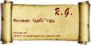 Rozman György névjegykártya