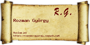 Rozman György névjegykártya